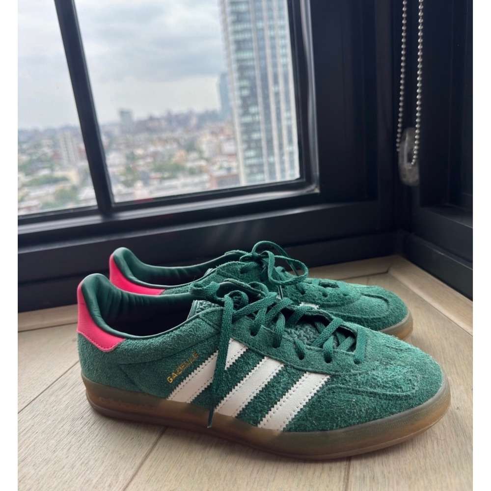 adidas Originals Gazelle Indoor Women's Suede Sneakers Green Lucid Pink - Picture 3 of 5